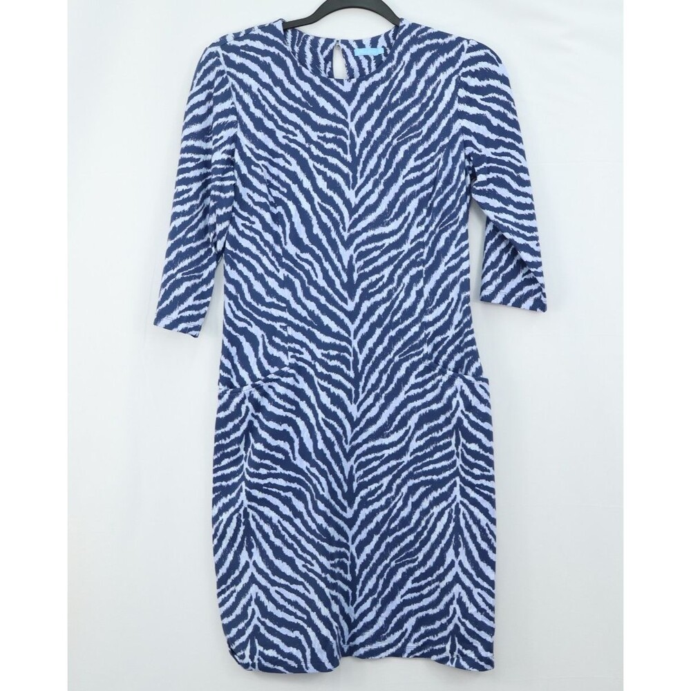 J McLaughlin Dress Womens S Catalina  Tiger Eyes Zebra Print 3/4 Sleeve Pockets